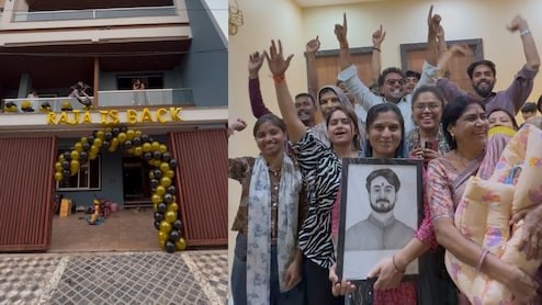 RAJA IS BACK: इंदौर रघुवंशी परिवार ने ऐसे किया 'छोटे राजा' का वेलकम, देवर की फोटो थामे दिखीं भाभी और खिलखिलाते चेहरे