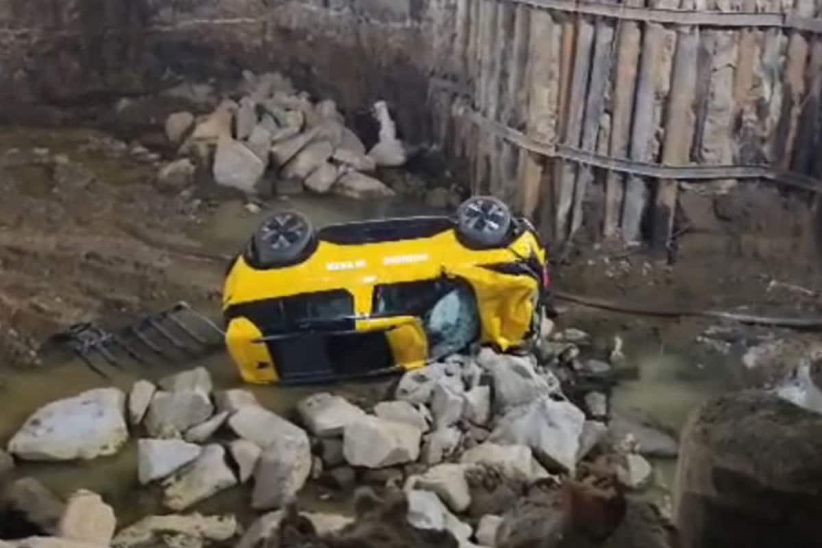 Tata Sierra After Falling Into Construction Pit
