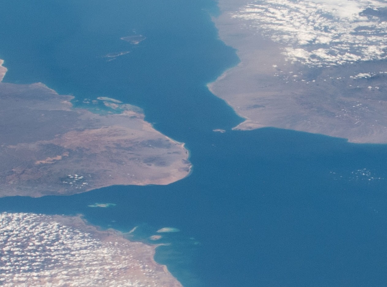The strait as seen from space. The strait as seen from space.