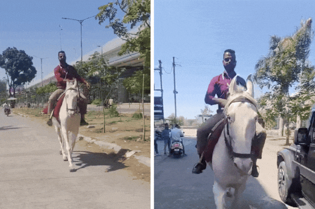 Video: पेट्रोल नहीं मिला तो बुलेट बाइक छोड़ घोड़े से ऑफिस पहुंचा बैंक कर्मचारी,  इस वजह से बढ़ सकती है मुश्किलें