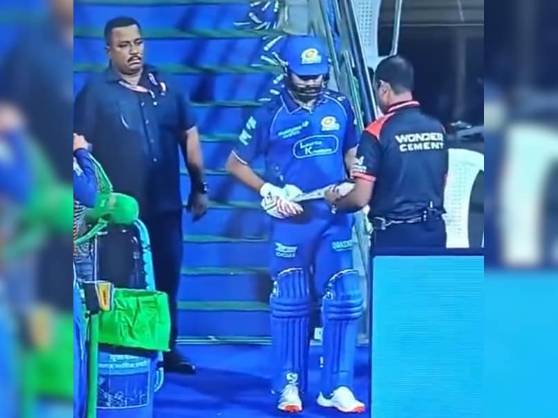 Rohit Sharma's Banter With Umpire After MI Star's Bat Gets Almost Fails Bat Test During IPL 2026 Game vs KKR. Watch