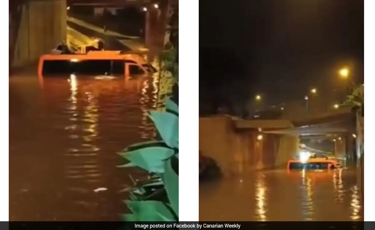 "Storm Of The Century" Leaves British Tourists Stranded On Minibus Roof In Spain, Rescue Follows