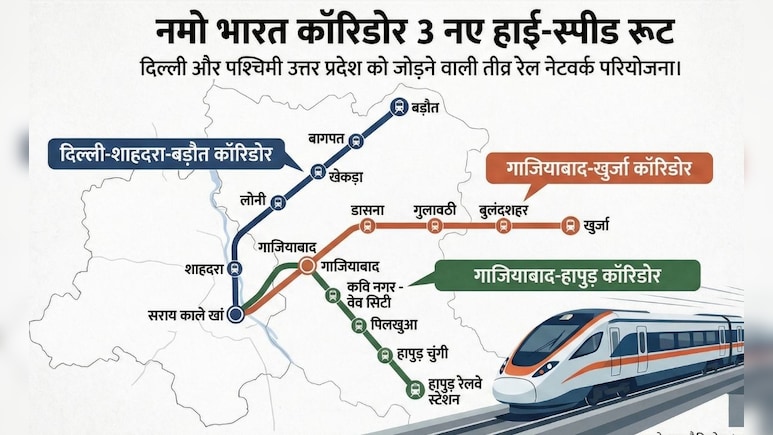 Namo Bharat:  बागपत, खुर्जा और हापुड़ में भी दौड़ेगी रैपिड रेल... दिल्ली-गाजियाबाद में नमो भारत के 3 नए कॉरिडोर, NCR में कितने स्टेशन