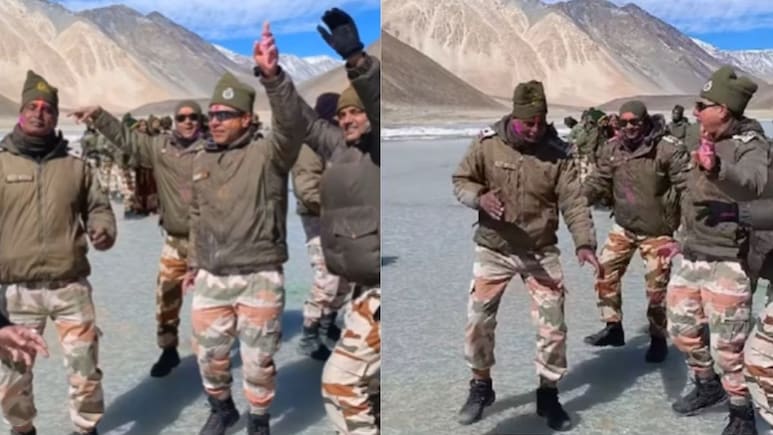 ITBP के जवानों ने लद्दाख में 14,300 फीट की ऊंचाई पर ऐसे मनाई होली, स्थानीय लोग भी हुए शामिल, देखें वीडियो