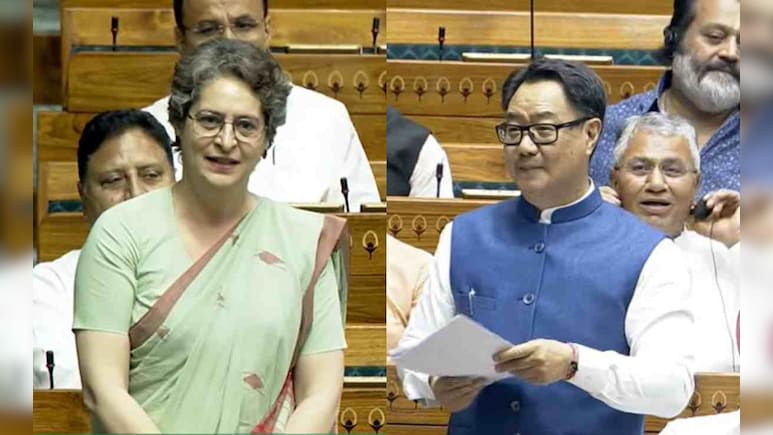 लोकसभा में किरेन रिजिजू के भाषण पर क्यों मुस्कुरा रही थीं प्रियंका? स्पीकर के कहने पर संसद में खुद किया खुलासा