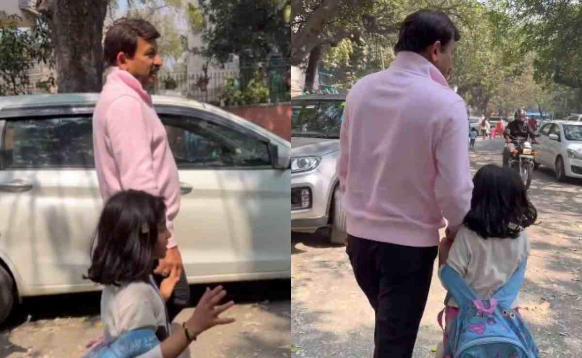 VIDEO : जब सानविका को लेने स्कूल पहुंचे मनोज तिवारी, ऐसा था बेटी का रिएक्शन
