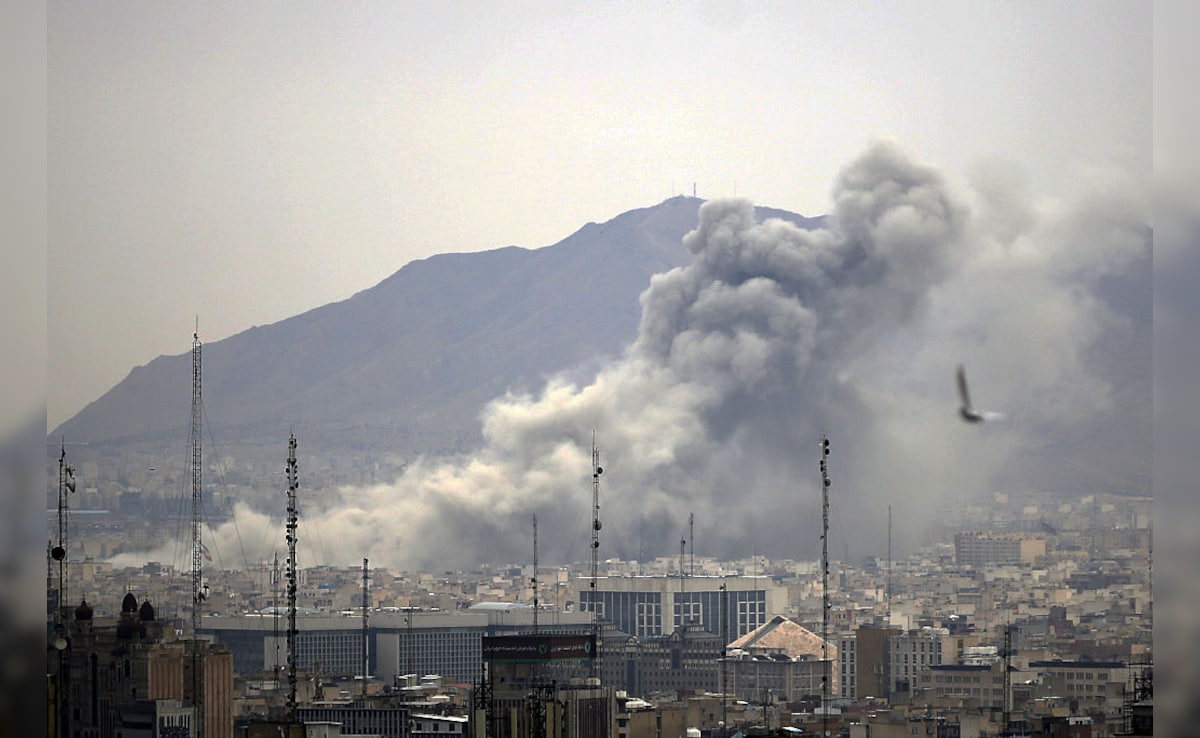 Tehran sky after the attack on oil fields. (Getty)