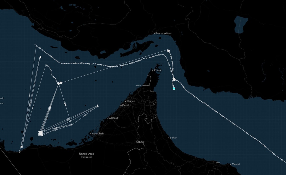 The ship posing as Nabiin has been in the Persian Gulf since the war started, before exiting on Sunday, and is now in the Gulf of Oman.