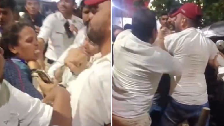 VIDEO: केस ओढले, खाली पाडलं, विरारमध्ये महिला रिक्षाचालकाला बेदम मारलं, वाहतूक पोलिसांसमोरच राडा