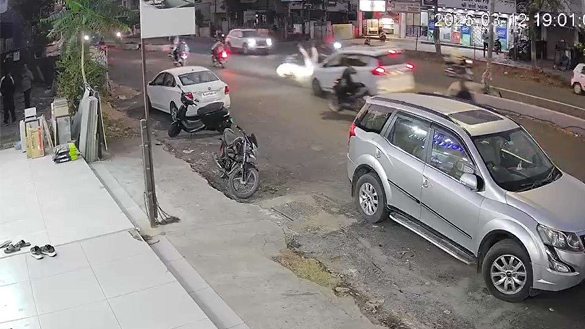 On Camera, Car Rams Bike In Gujarat's Vadodara, Biker Falls 10 Feet Away