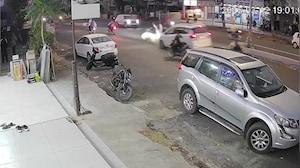 On Camera, Car Rams Bike In Gujarat's Vadodara, Biker Falls 10 Feet Away