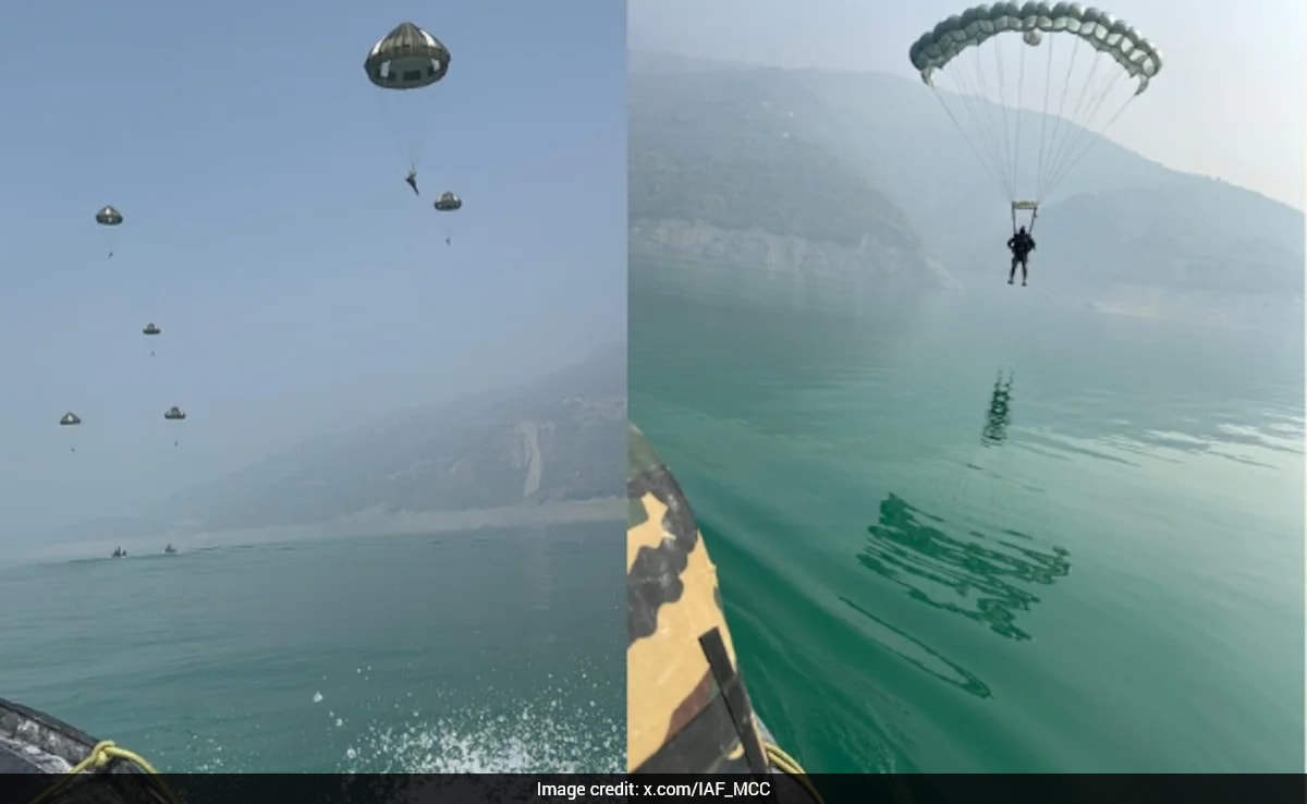 Video: Air Force, Army's Joint Para-Drop Exercises Over Uttarakhand Lake