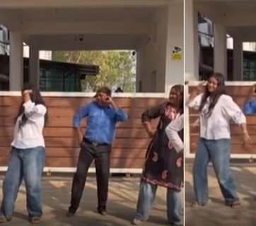 रील बना रही लड़कियों के बीच में कूद पड़ा सिक्योरिटी गार्ड, &lsquo;बेबी डॉल' पर ऐसे नाचा, लोग बोले- असली Baby Doll!