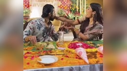 Rashmika Mandanna Feeds Husband Vijay Deverakonda At Virosh Fan Meet In Hyderabad. Watch
