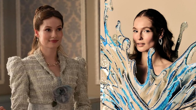 <i>Bridgerton</i> Star Hannah Dodd Makes Waves In Rahul Mishra's 'Water' Couture