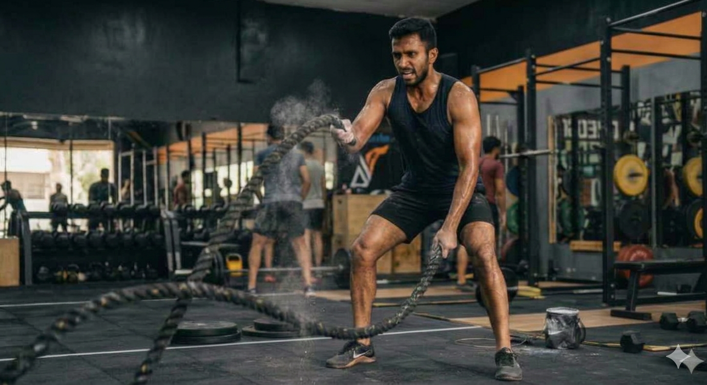 Common exercises include squats, burpees, push-ups, and sprints