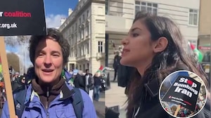 ईरान के समर्थन में नारे लगा रहे थे ब्रिटिश नागरिक, ईरानी पत्रकार ने जमकर सुना दिया