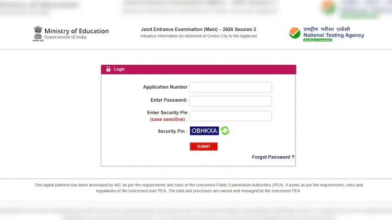 JEE Main Exam City Slip 2026 Released: जेईई मेन सेशन 2 एग्जाम की सिटी स्लिप जारी, इस लिंक पर जाकर करें डाउनलोड