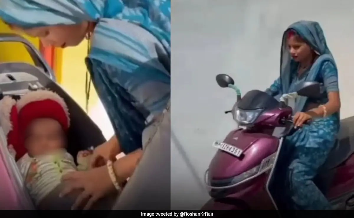 Real Or Ragebait? Internet Fumes Over Woman Driving Scooter With Infant In Storage Carrier