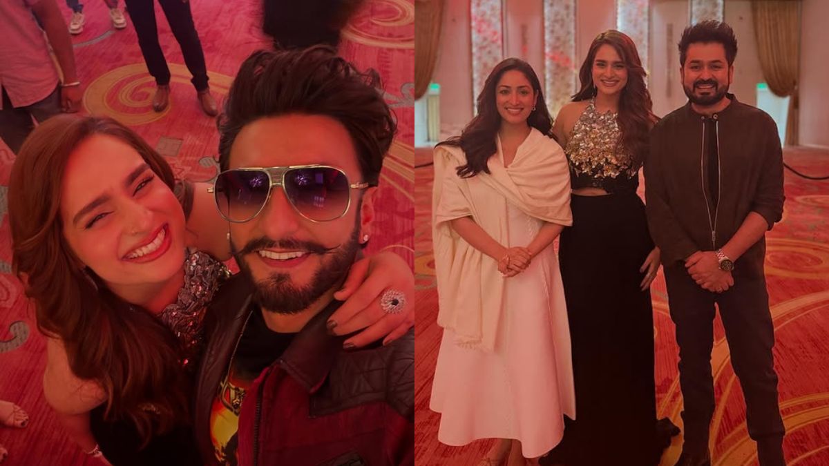 Ayesha Khan Poses With Ranveer Singh, Aditya Dhar And Yami Gautam In Viral <i>Dhurandhar 2</i> After-Party Pics