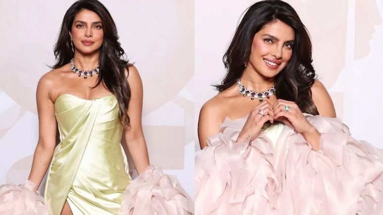Pics: Priyanka Chopra Turns Heads In Strapless Pale Green Gown At Bvlgari Event In Milan