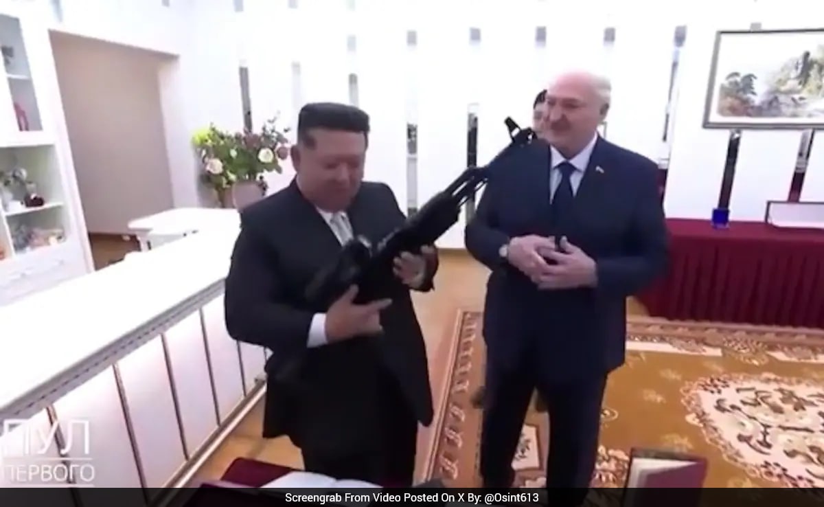 "Just In Case Enemies Appear": Belarus President Gifts Rifle To Kim Jong Un