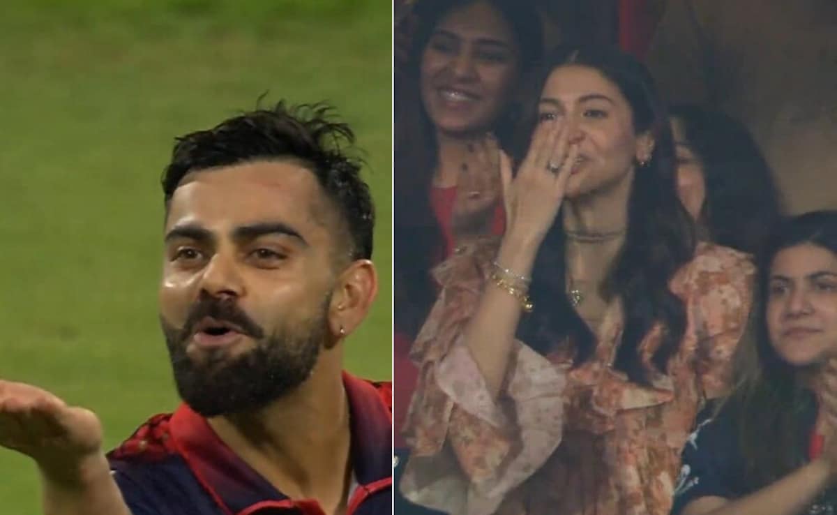 RCB की जीत पर विराट कोहली ने दिया अनुष्का शर्मा को फ्लाइंग Kiss, फैंस बोले- कोई इन्हें बताओ ये शादीशुदा हैं