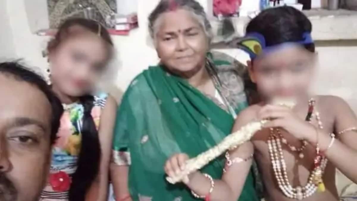 निर्मला देवी की पोता-पोती के साथ तस्वीर. निर्मला देवी की पोता-पोती के साथ तस्वीर.