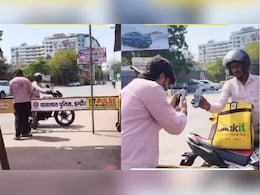 Biker Without Helmet Orders One From Blinkit, Escapes Challan: Watch Video