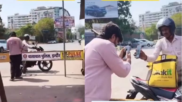 Biker Without Helmet Orders One From Blinkit, Escapes Challan: Watch Video