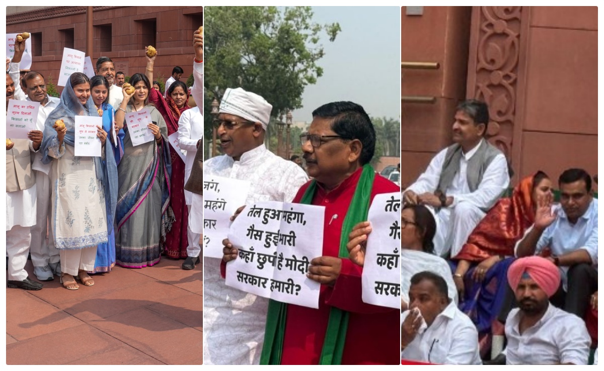 संसद परिसर में एक ही दिन में तीन-तीन प्रदर्शन, निलंबित सांसद डिंपल, इकरा हसन.. सबके हाथों में तख्तियां
