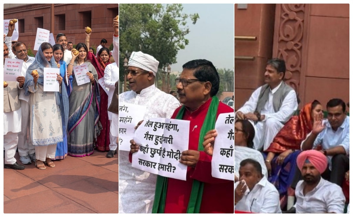 संसद परिसर में एक ही दिन में तीन-तीन प्रदर्शन, निलंबित सांसद डिंपल, इकरा हसन.. सबके हाथों में तख्तियां