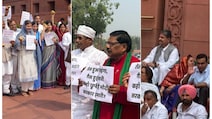संसद परिसर में एक ही दिन में तीन-तीन प्रदर्शन, निलंबित सांसद डिंपल, इकरा हसन.. सबके हाथों में तख्तियां