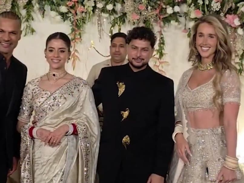 Shikhar Dhawan And Wife Sophie Attend Kuldeep Yadav's Wedding Reception