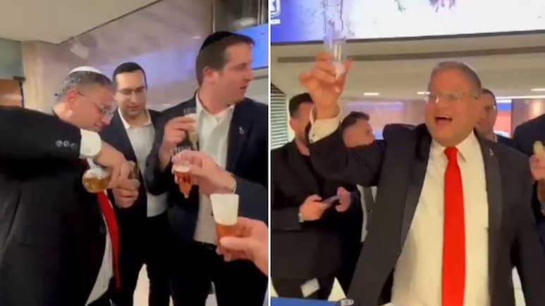 Video: Israel Minister Drinks, Celebrates Death Penalty Law For Palestinians