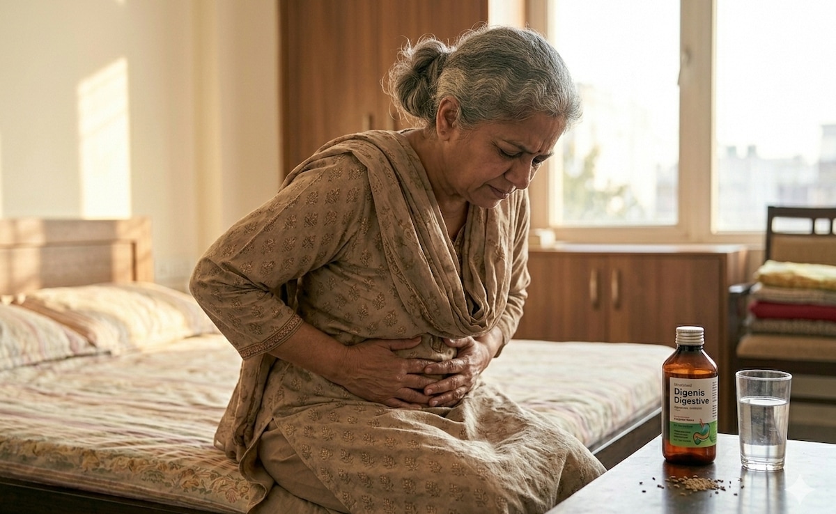 Indian woman having gut issues Indian woman having gut issues