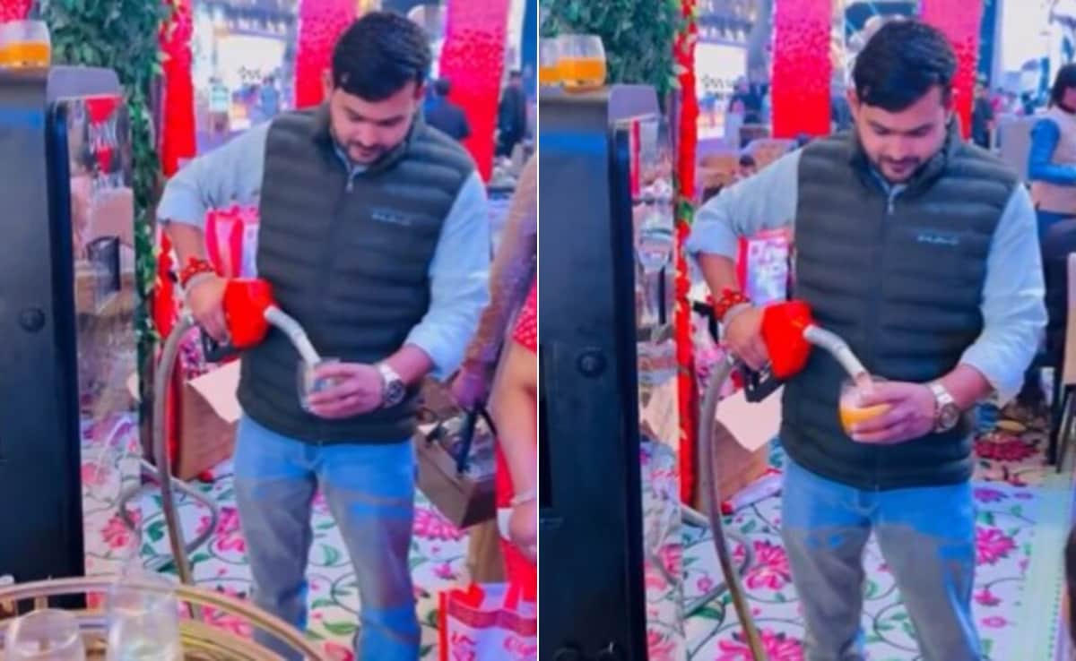 शादी के वेन्यू पर ही मेहमानों के लिए खुलवा दिया पेट्रोल पंप! जूस पिलाने का अनोखा तरीका देख हर कोई हैरान