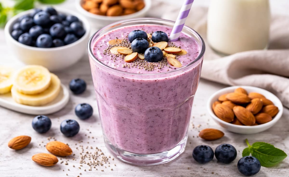 Blueberry-Almond Smoothie Recipe: गर्मी में दिमाग और शरीर दोनों को दें एनर्जी, ट्राई करें ब्लूबेरी-आलमंड स्मूदी की आसान रेसिपी