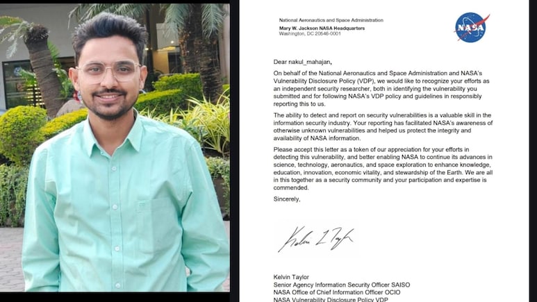 इंजीनियर नकुल ने NASA की वेबसाइट में खोजी बड़ी गड़बड़ी, हैकर चोरी कर सकते थे डाटा, एजेंसी ने दिया प्रशंसा पत्र&nbsp;