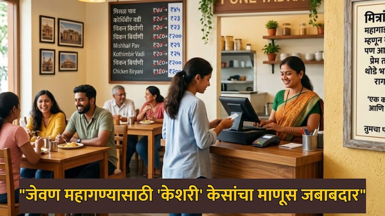 Pune News: पुण्यात खानावळीबाहेरील भन्नाट नोटीस व्हायरल; "जेवण महागण्यासाठी 'केशरी' केसांचा माणूस जबाबदार"
