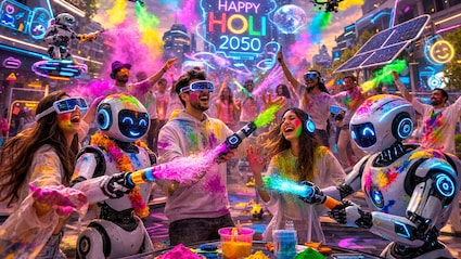 फ्यूचर की होली: 2050 में कैसे खेली जाएगी होली? AI की इमेज‍िनेशन कर देगी दंग