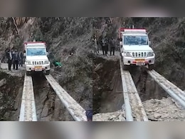 Video: Mahindra Bolero Pikup Defies Odds, Crosses Deep Trench Balancing On Pipes