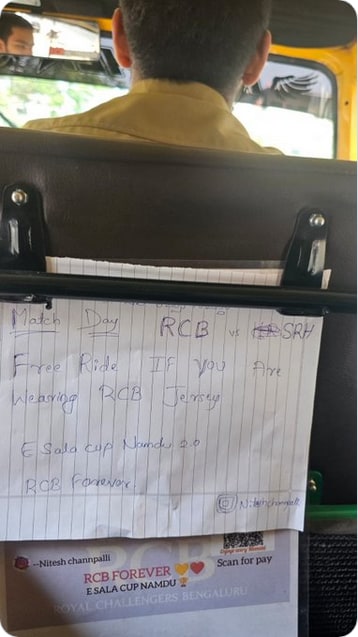 IPL 2026: Auto Driver Offers Match-Day Free Rides As RCB Fever Grips Bengaluru