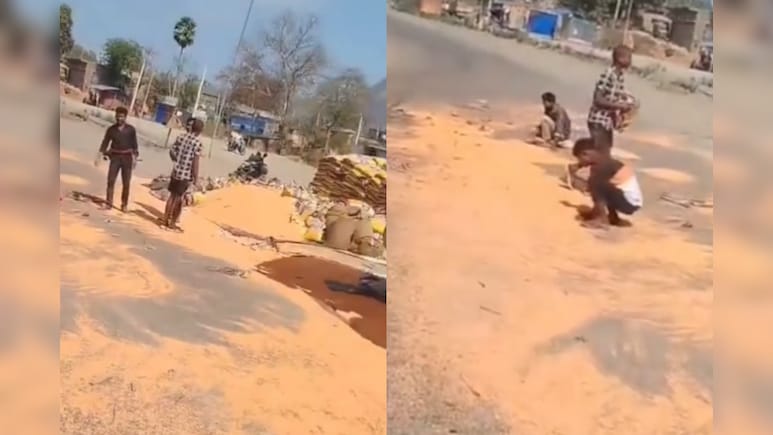 रांची-पटना हाईवे पर दाल की लूट! ट्रक एक्सीडेंट के बाद लोगों की भीड़ जुटी, पुलिस को संभालना पड़ा मोर्चा