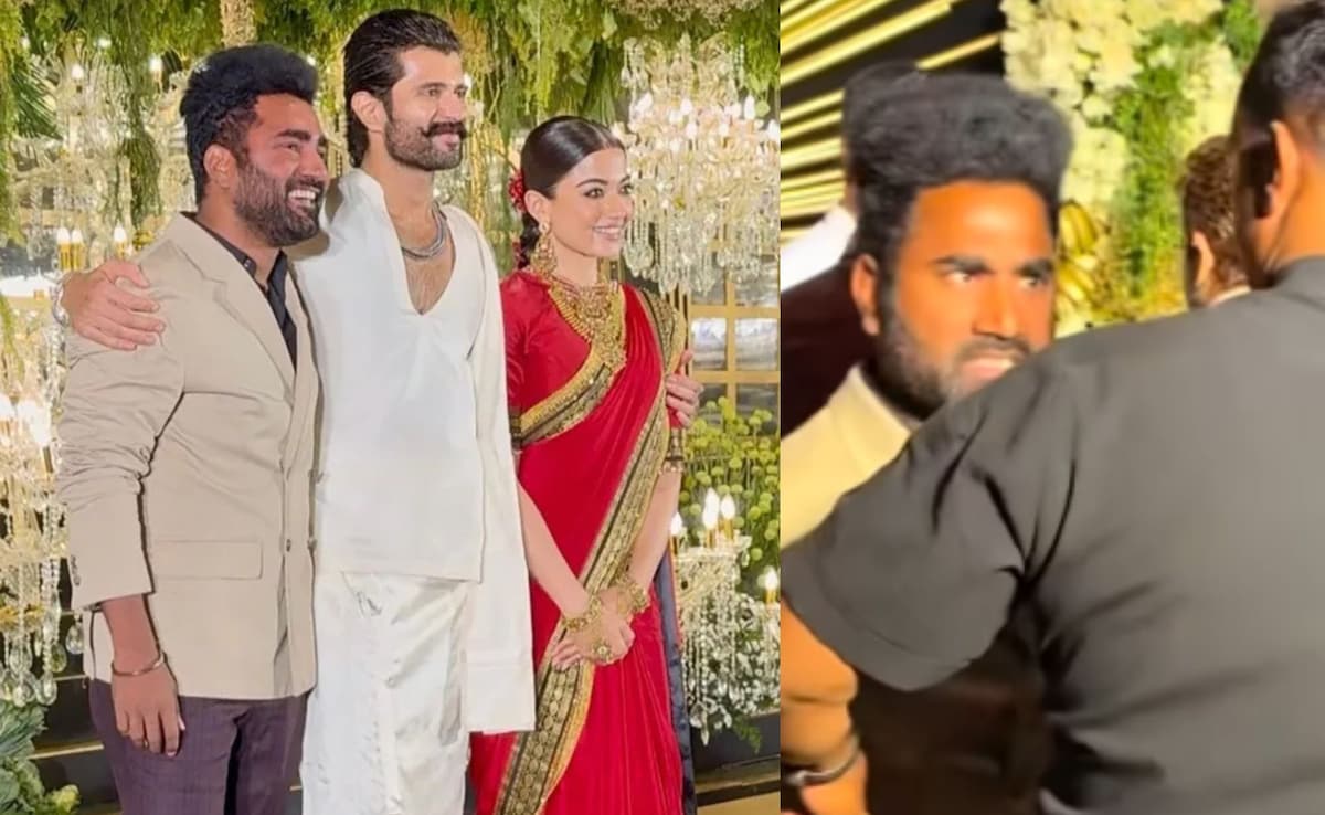 रश्मिका-विजय के वेडिंग रिसेप्शन में 'पुष्पा' के बाउंसरों ने दिया इस शख्स को धक्का, जूनियर एनटीआर से निकला कनेक्शन