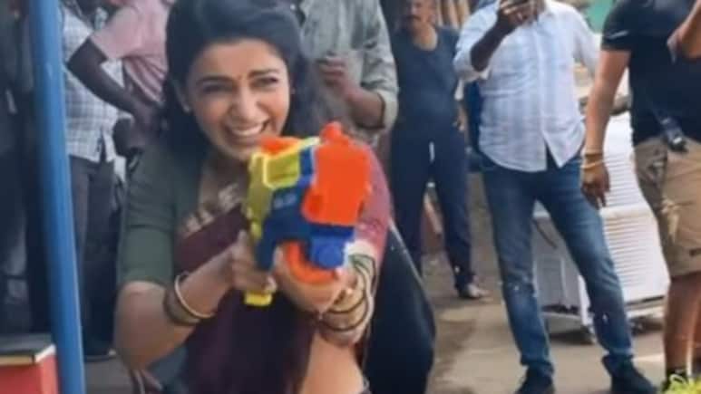 समांथा रुथ प्रभु ने शादी के बाद मनाई पहली होली, बंदूक वाली पिचकारी से खूब मारे निशाने