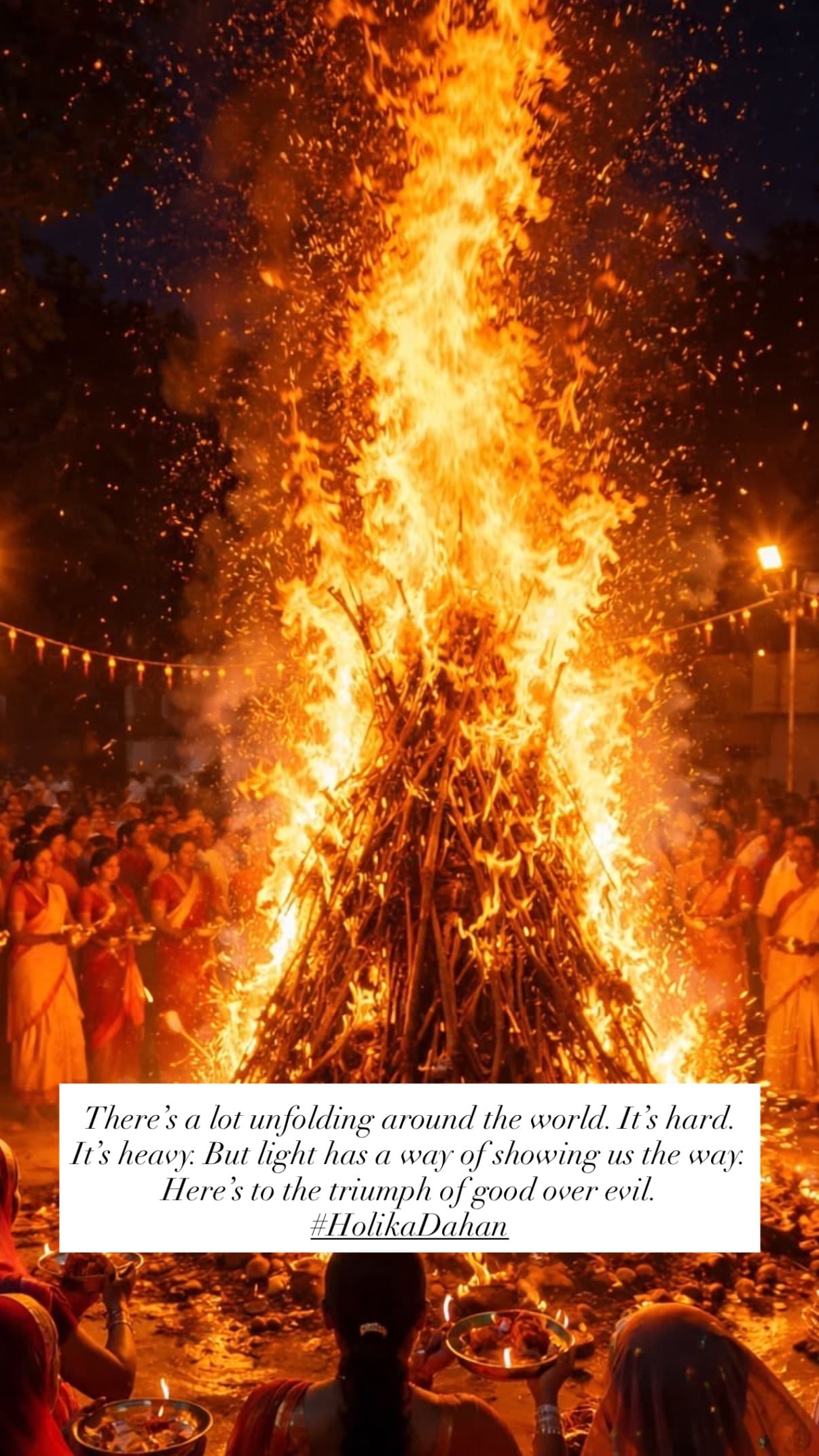 Screeshot of Priyanka Chopras Instagram Story on Holika Dahan. Screeshot of Priyanka Chopras Instagram Story on Holika Dahan.