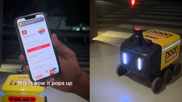 Watch: Food Delivered By A Robot In Dubai Leaves Indian Man Impressed