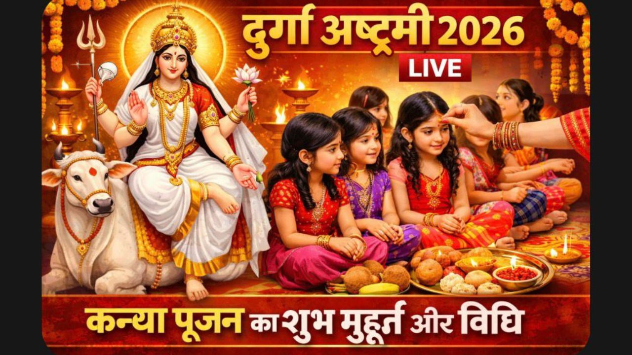 Durga Ashtami 2026 LIVE: चैत्र नवरात्रि की महाअष्टमी आज, जानें कितने बजे करें कन्या पूजन, कंजक को किस दिशा में बैठाएं और किन चीजों का भोग लगाएं