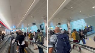 ईरान मिसाइल हमले के डर के बीच दुबई एयरपोर्ट पर शेल्टर की तरफ भागते दिखे यात्री, VIDEO
